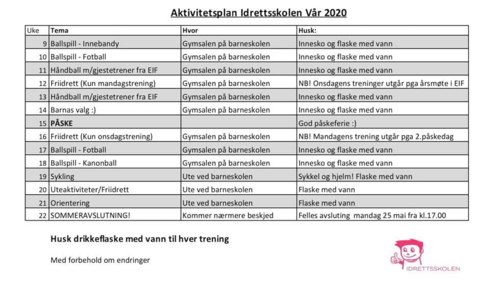 Aktivitetsplan vår 2020